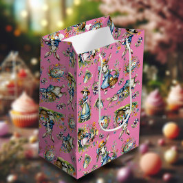 Roze Vintage Waterverf Paashaas Eieren & Bloemen Medium Cadeauzakje