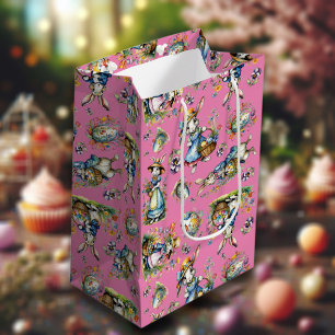 Roze Vintage Waterverf Paashaas Eieren & Bloemen Medium Cadeauzakje