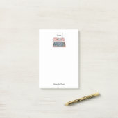Roze Vintage Waterverf Schrijfmachine Post-it® Notes (Op bureau)