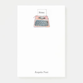 Roze Vintage Waterverf Schrijfmachine  Post-it® Notes