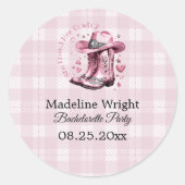 Roze Vintage Western Cowgirl Afscheid van de Meisj Ronde Sticker (Voorkant)