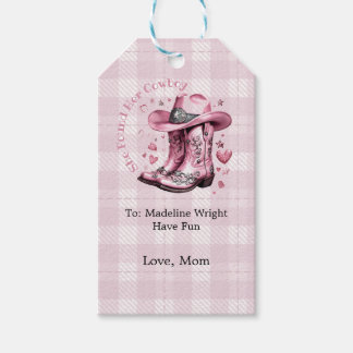Roze Vintage Western Cowgirl Bachelorette Party Cadeaulabel