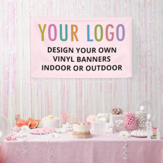 Roze vinyl banner aangepast logo binnen of buiten