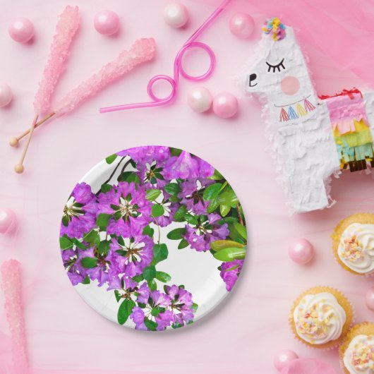Roze violet azalea's papieren bordje (Feest)