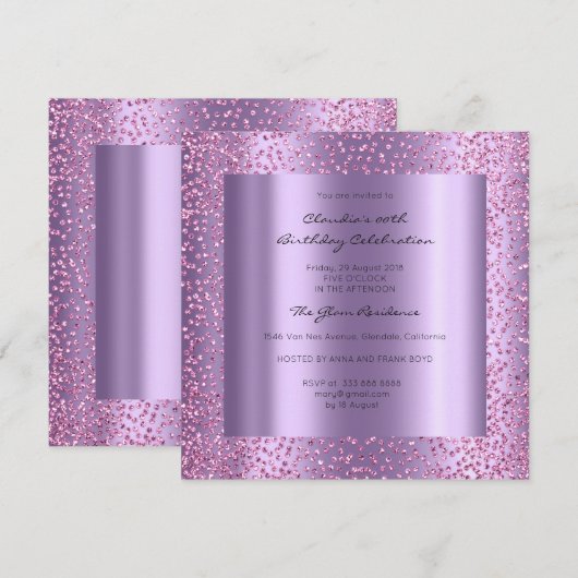 Roze Violet Confetti Vrijgezellenfeest op 16 oktob Kaart (Voorkant / Achterkant)