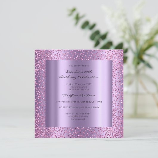 Roze Violet Confetti Vrijgezellenfeest op 16 oktob Kaart (Staand voorkant)