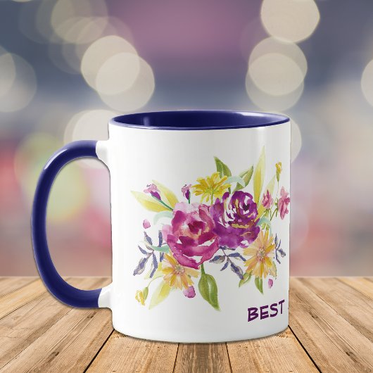 Roze Violet Floral Beste mam Koffiemok