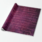 Roze Violet  Frans Script Pattern Cadeaupapier (Uitgerold)