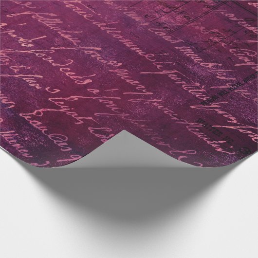 Roze Violet  Frans Script Pattern Cadeaupapier (Hoek)
