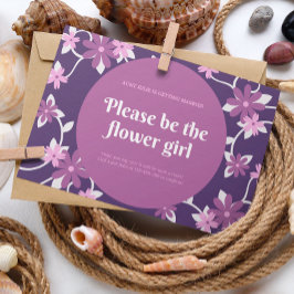 Roze Violet Geïllustreerd Bloemenmeisje Bruiloft K Kaart