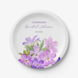 Roze Violet Geranium Bloemachtige Bruiloftsontvang Papieren Bordje