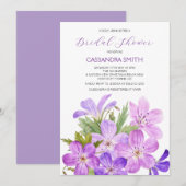 Roze Violet Geranium Floral Vrijgezellenfeest Kaart (Voorkant / Achterkant)