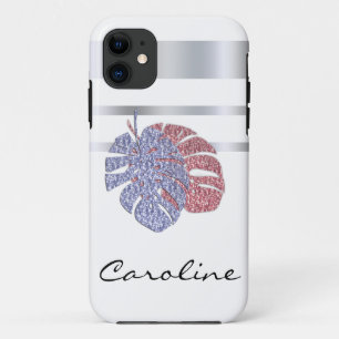 Roze violet glitter-scheenbeen monstera tropische  Case-Mate iPhone case