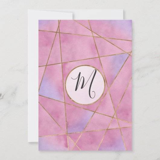 Roze Violet Goud Waterverf Geo Vrijgezellenfeest Kaart (Achterkant)