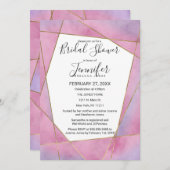 Roze Violet Goud Waterverf Geo Vrijgezellenfeest Kaart (Voorkant / Achterkant)