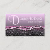 Roze violet kralen  zilveren cirkelpatroon visitekaartje (Voorkant)