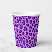 Roze Violet Leopard Animal Print Skin Patroon Papieren Bekers (Achterkant)