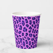 Roze Violet Leopard Animal Print Skin Patroon Papieren Bekers (Voorkant)