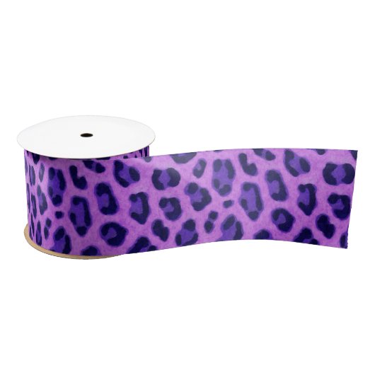 Roze Violet Leopard Animal Print Skin Patroon Satijnen Lint (Spoel)