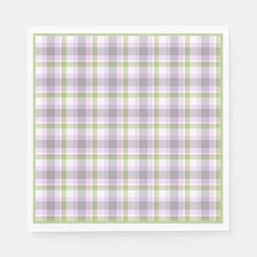 Roze Violet Paars Lime Green White Tartan Pset Servetten (Voorkant)