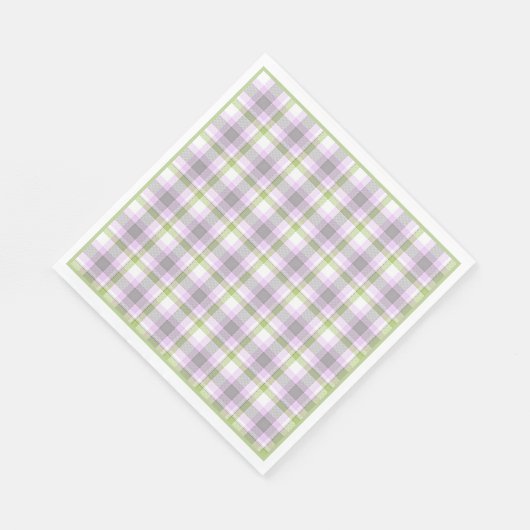 Roze Violet Paars Lime Green White Tartan Pset Servetten (Hoek)