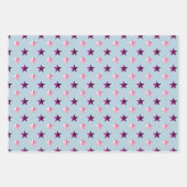 Roze Violet Paarse Sterren Dusty Blue Inpakpapier Vel (Voorkant 2)