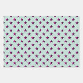 Roze Violet Paarse Sterren Sage Green Inpakpapier Vel (Voorkant 3)