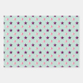 Roze Violet Paarse Sterren Sage Green Inpakpapier Vel (Voorkant 2)