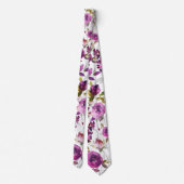 Roze Violet Peony Gray Garden Weddenschap Stropdas (Achterkant)