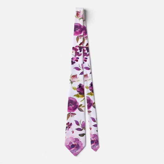 Roze Violet Peony & Orchid Garden Weddenschap Stropdas (Voorkant)