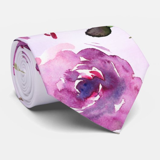 Roze Violet Peony & Orchid Garden Weddenschap Stropdas (Opgerold)