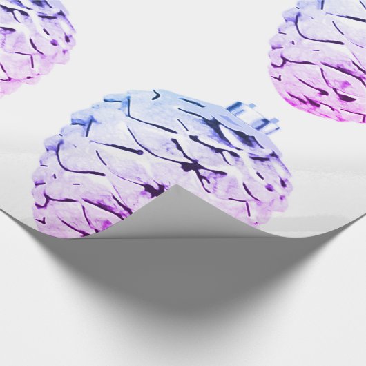 Roze Violet Pinecones Inpakpapier (Hoek)