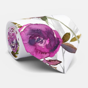 Roze Violet Pioen Grijs Tuin Bruiloft Stropdas