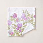Roze Violet Waterverf Flowers handbeschilderd Bad Handdoek (Wasdoekje)