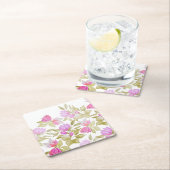 Roze Violet Waterverf Flowers handbeschilderd Kartonnen Onderzetters (Insitu)