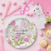 Roze Violet Waterverf Flowers handbeschilderd Papieren Bordje (Feest)