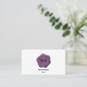 Roze Violet Wax Seal op Zwart & Wit Visitekaartje (Staand voorkant)