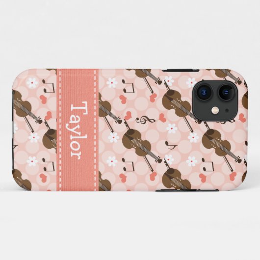 Roze Violin Case-Mate iPhone Case (Achterkant (horizontaal))