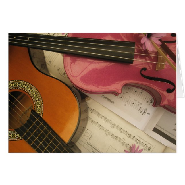 Roze Violin en gitaar (Voorkant Horizontaal)