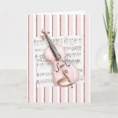 Roze Viool Bladmuziek Kaart (Voorkant)