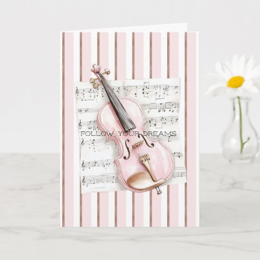 Roze Viool Bladmuziek Kaart (Kleine Plant)
