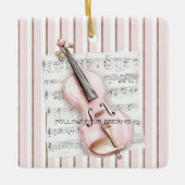 Roze Viool Bladmuziek Keramisch Ornament (Voorkant)