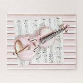 Roze Viool Bladmuziek Legpuzzel (Horizontaal)