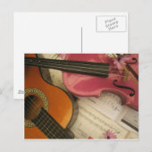 Roze Viool en Gitaar Briefkaart (Voorkant / Achterkant)