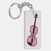 Roze viool sleutelhanger voor violist of musicus (Voorkant Links)