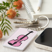 Roze viool sleutelhanger voor violist of musicus (Voorkant Rechts)