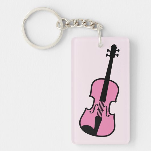 Roze viool sleutelhanger voor violist of musicus (Voorkant)