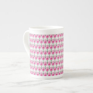 Roze viooltjes - retro behangpatroon porselein kop