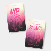 Roze VIP All Access Concert Badge (Voor- en achterkant)