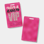 Roze VIP All Access Pas Glamoureuze Glitters Badge (Voor- en achterkant)